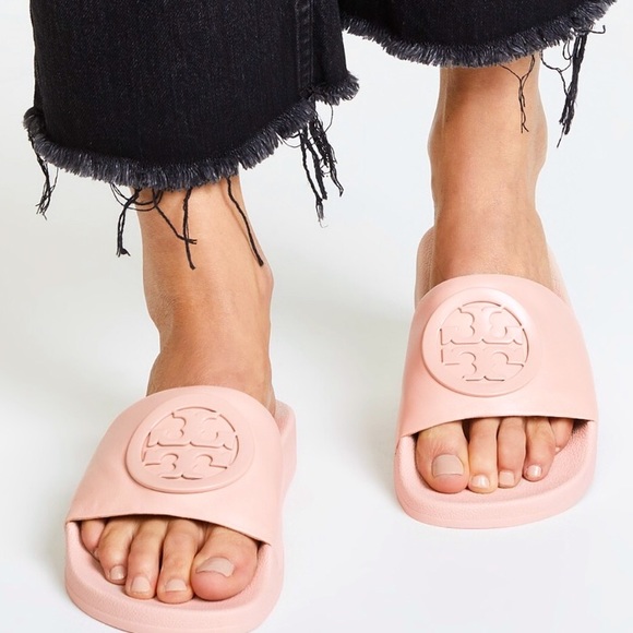 Tory Burch Shoes - TORY BURCH LINA SLIDE SANDALS SHELL PINK